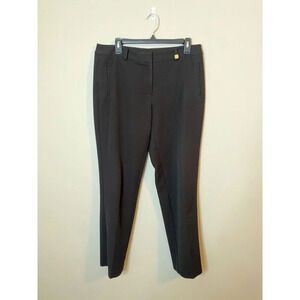 Anne Klein Womens Straight Leg Black Dress Pants Sz 8 Gold Lion Buttons Trousers